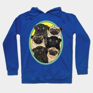 Six Pugs by FivePugs Designs Hoodie